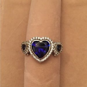 Gorgeous Tanzanite Heart Shaped Three stone ring in stunning setting!